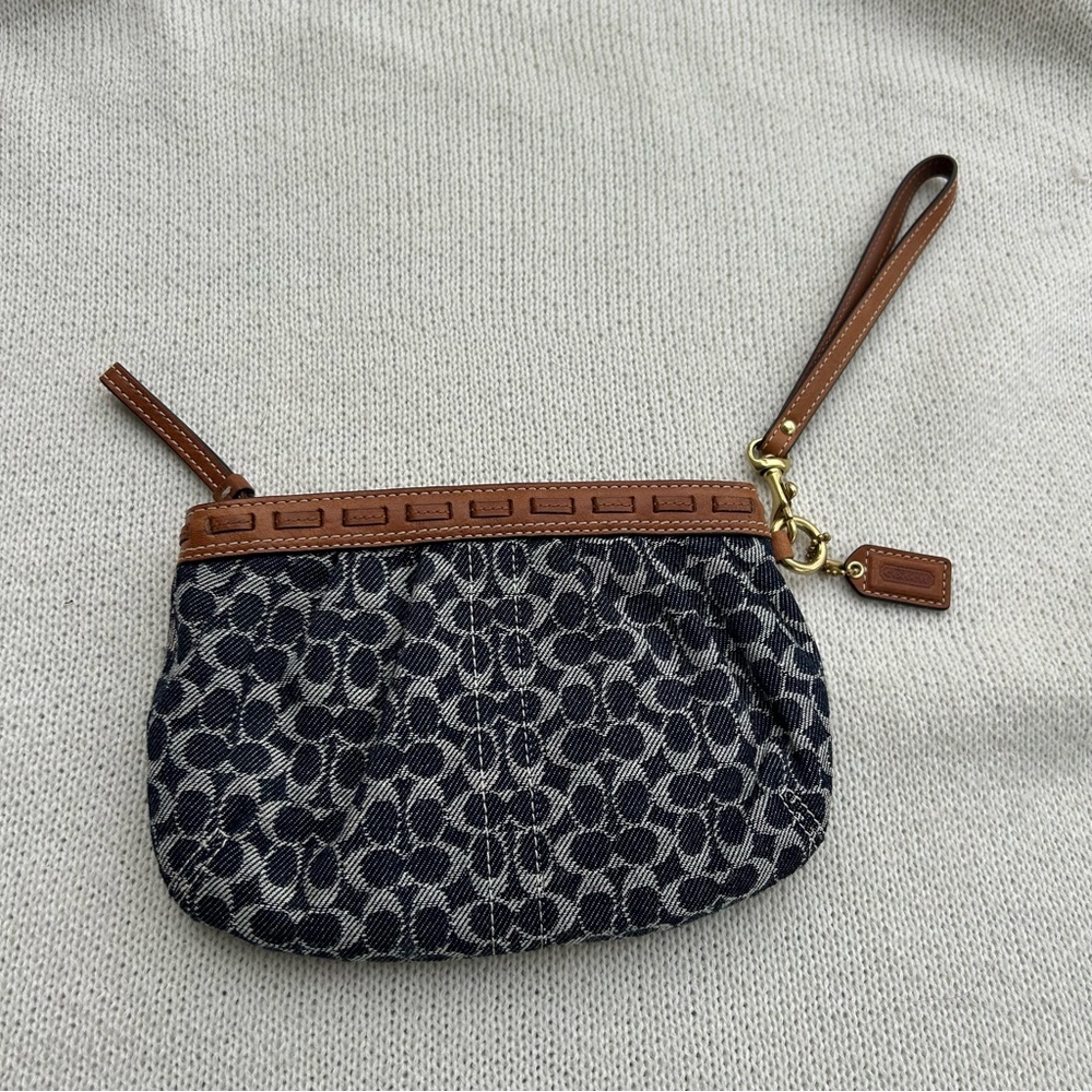 Rare Coach 2005 Signature Denim Wristlet with Leather Trim – Vintage Classic